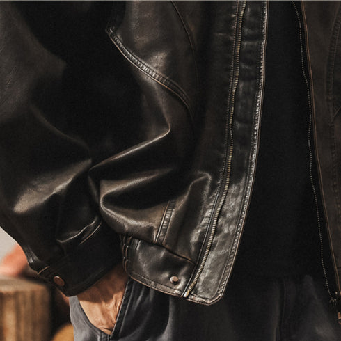 Vintage Leather-Like Blouson P1842